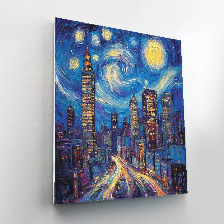 Van Gogh Inspired Starry Cityscape Paint by numbers art