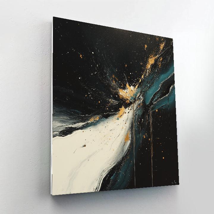 Jackson Pollock Inspired Tempestuous Metallic Rainfield Number painting