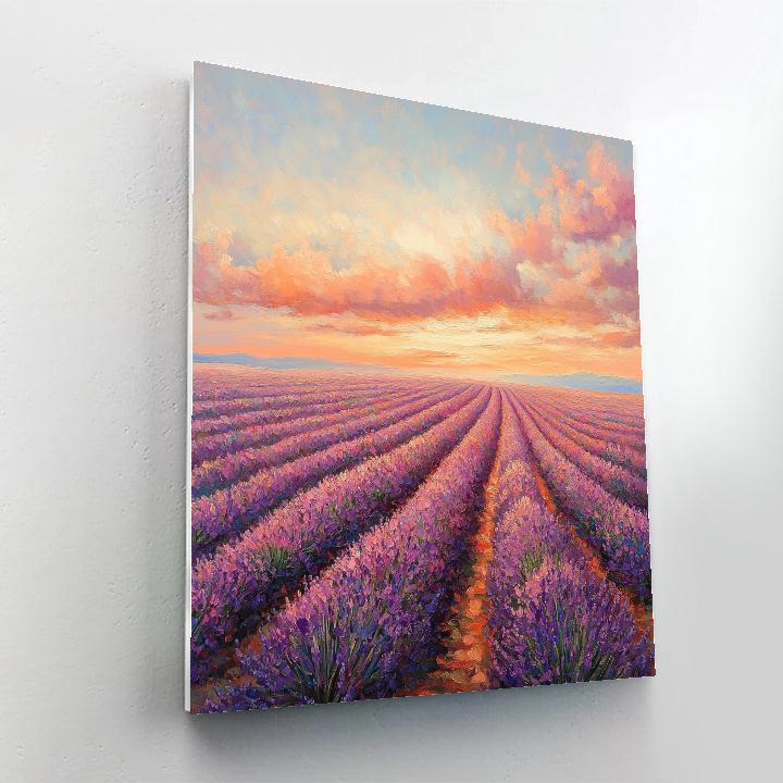 Monet Inspired Sunset Over A Lavender Field paint by number