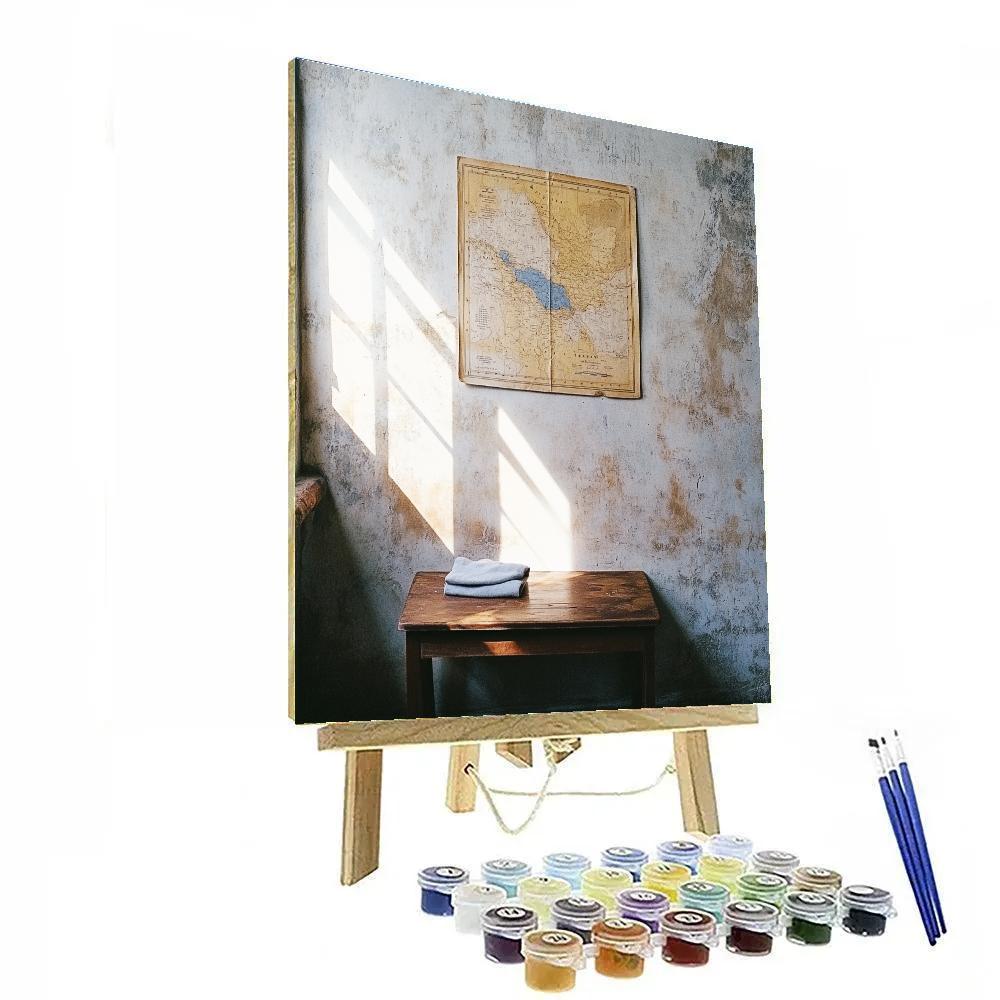 Johannes Vermeer Inspired Interior Wall With Old Map And Light Painting by numbers kit