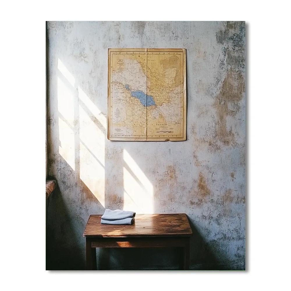 Johannes Vermeer Inspired Interior Wall With Old Map And Light Painting by numbers kit