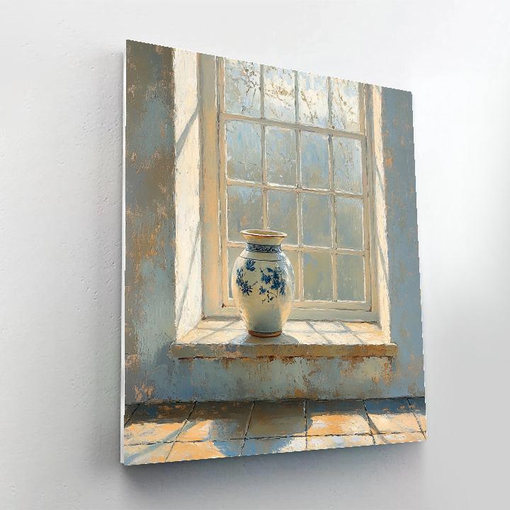 Johannes Vermeer Inspired Sunlit Delft Windowsill With Delft Blue Pottery Paint by numbers art