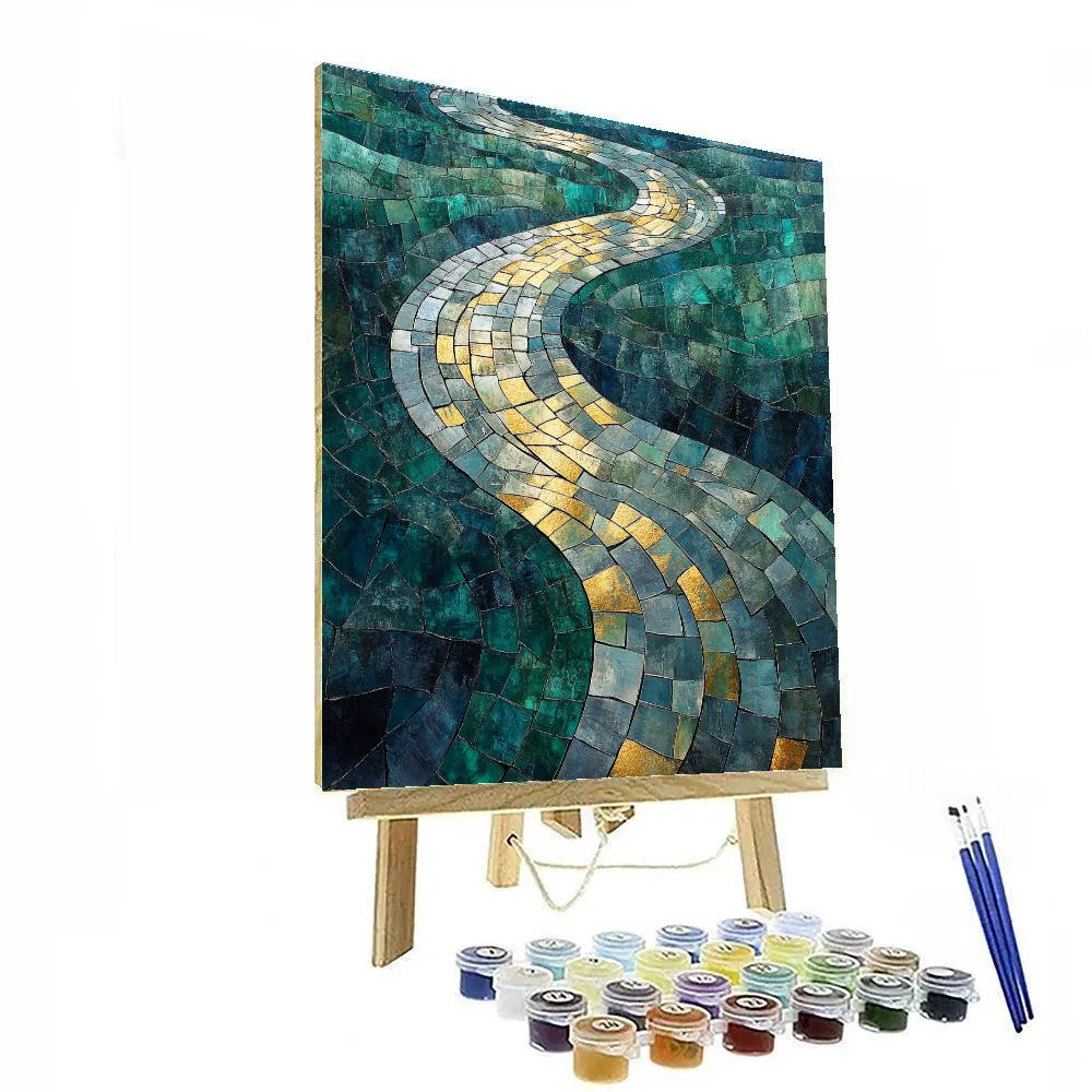 Jean-Paul Riopelle Inspired Impasto River Mosaic DIY paint by numbers