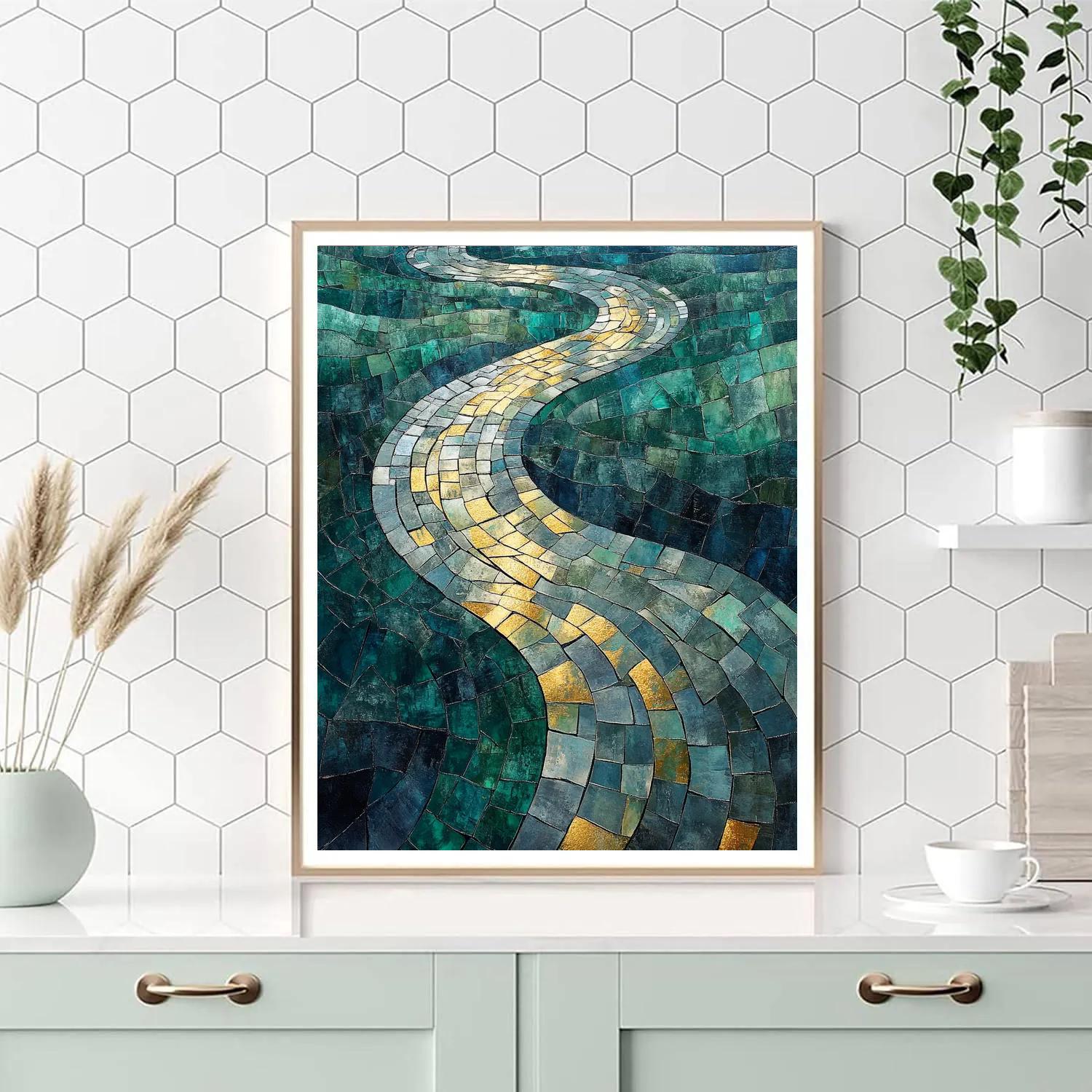 Jean-Paul Riopelle Inspired Impasto River Mosaic DIY paint by numbers