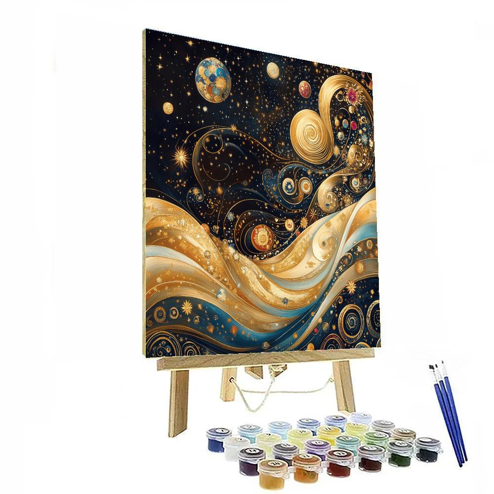Klimt Inspired Celestial Waves paint by number
