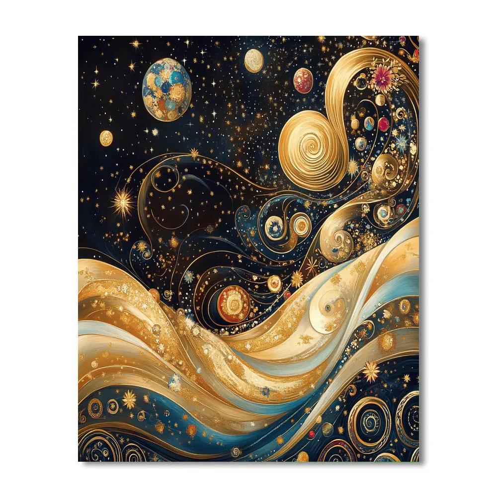 Klimt Inspired Celestial Waves paint by number