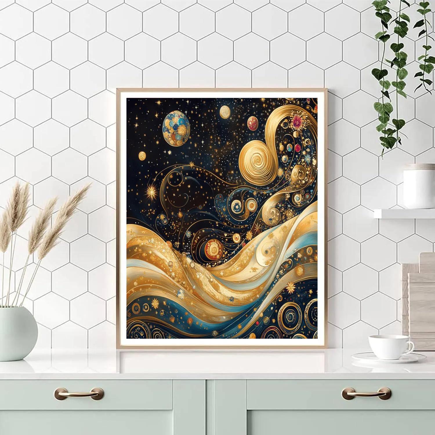 Klimt Inspired Celestial Waves paint by number
