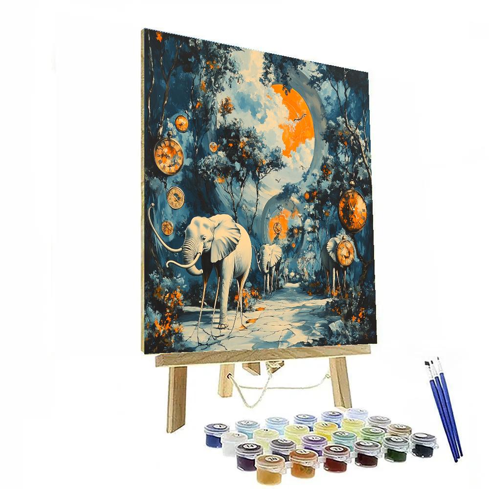 Dali Inspired Dreaming Elephants Painting by numbers kit