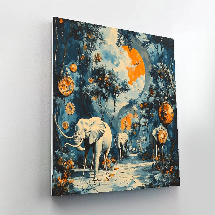 Dali Inspired Dreaming Elephants Painting by numbers kit