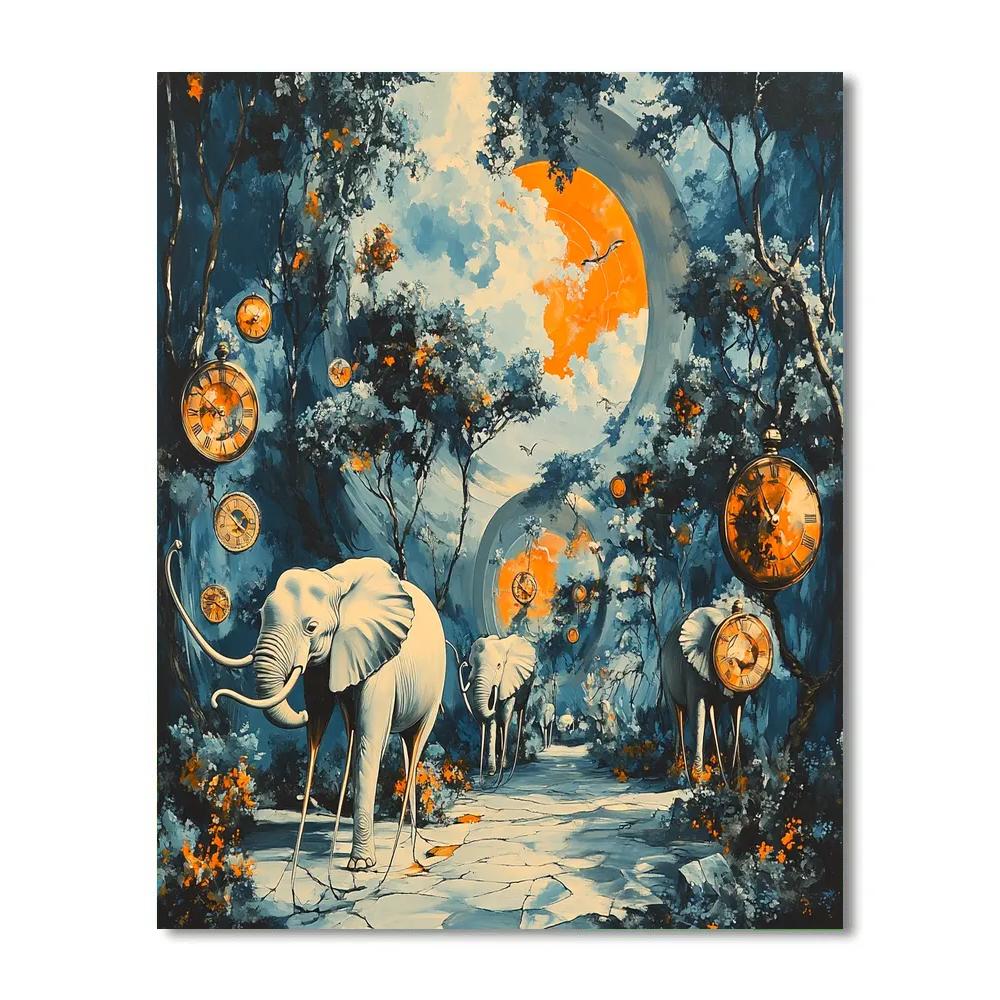 Dali Inspired Dreaming Elephants Painting by numbers kit