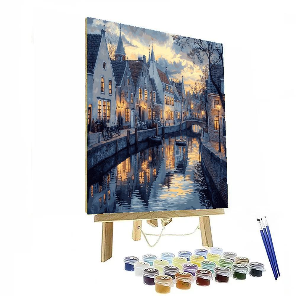 Johannes Vermeer Inspired Quiet Delft Canal Reflections At Dusk Paint by numbers art