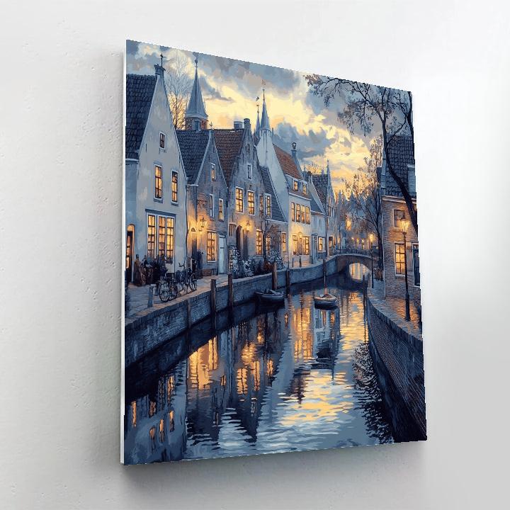 Johannes Vermeer Inspired Quiet Delft Canal Reflections At Dusk Paint by numbers art