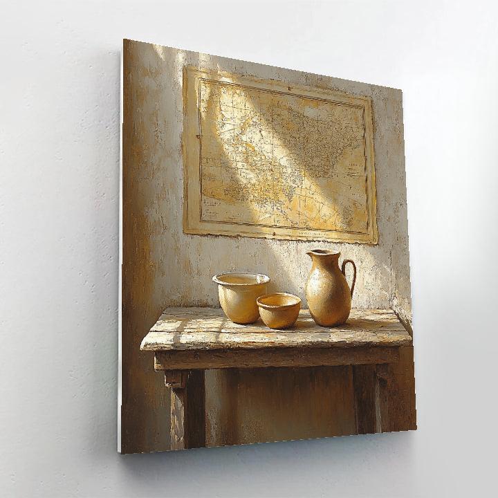 Johannes Vermeer Inspired Sunbeam Illuminating Map And Earthenware painting number kit