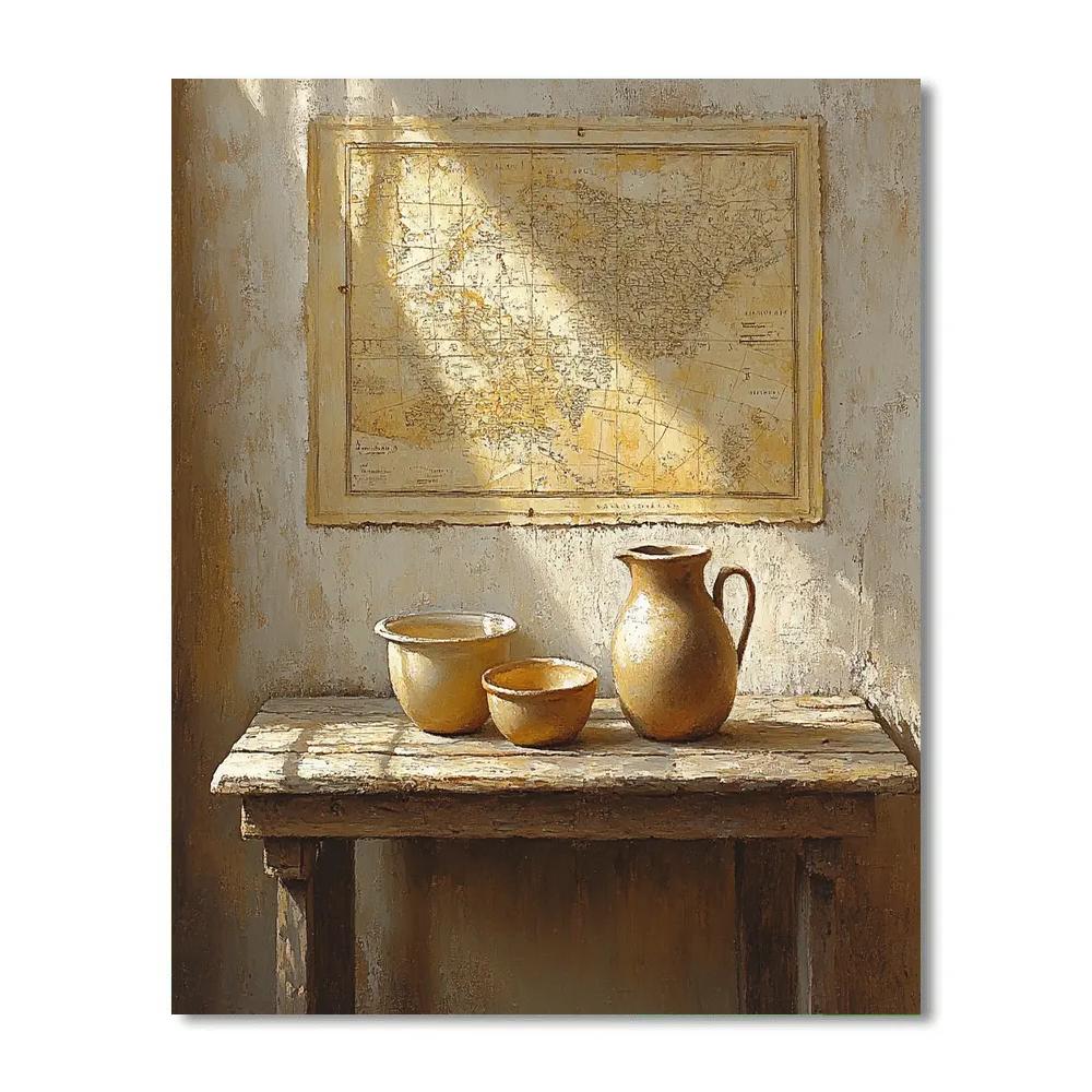 Johannes Vermeer Inspired Sunbeam Illuminating Map And Earthenware painting number kit