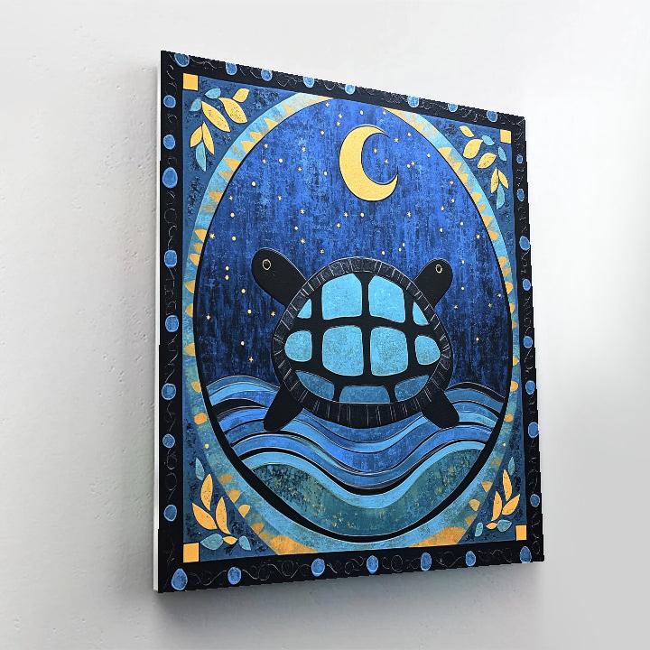 Norval Morrisseau Inspired Turtle Of The Moonlit Stream Number painting