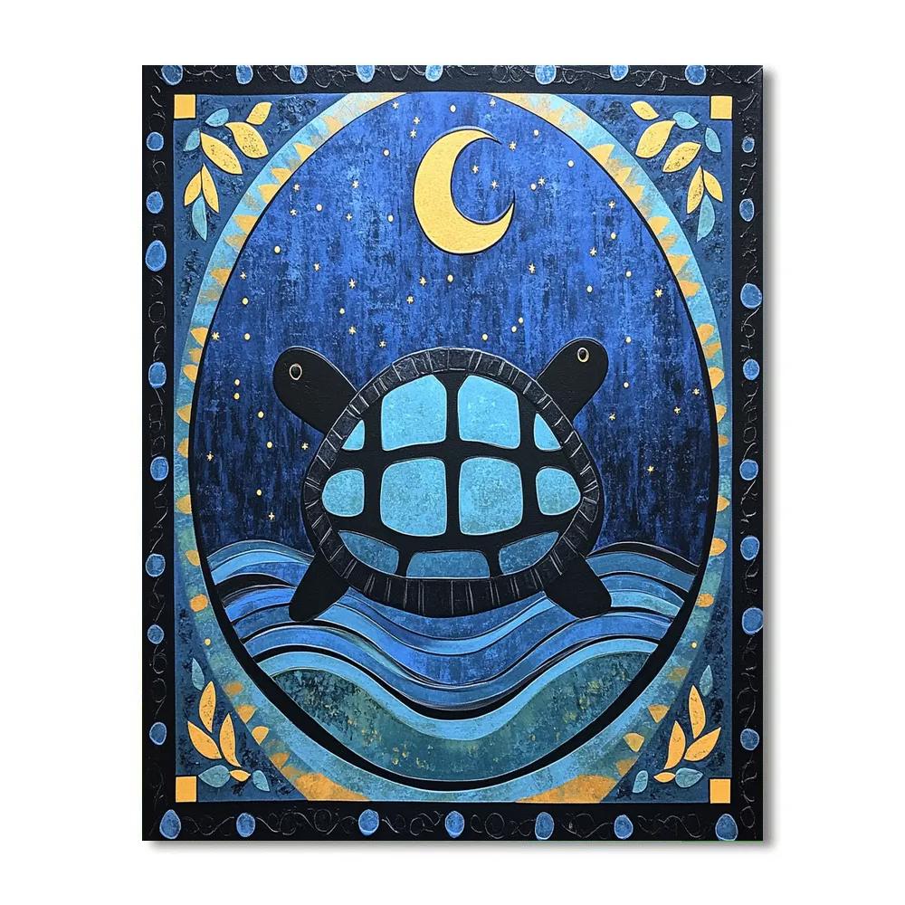 Norval Morrisseau Inspired Turtle Of The Moonlit Stream Number painting