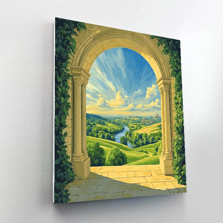 Raphael Inspired Luminous Archway Over Verdant Valley Paint by numbers kits