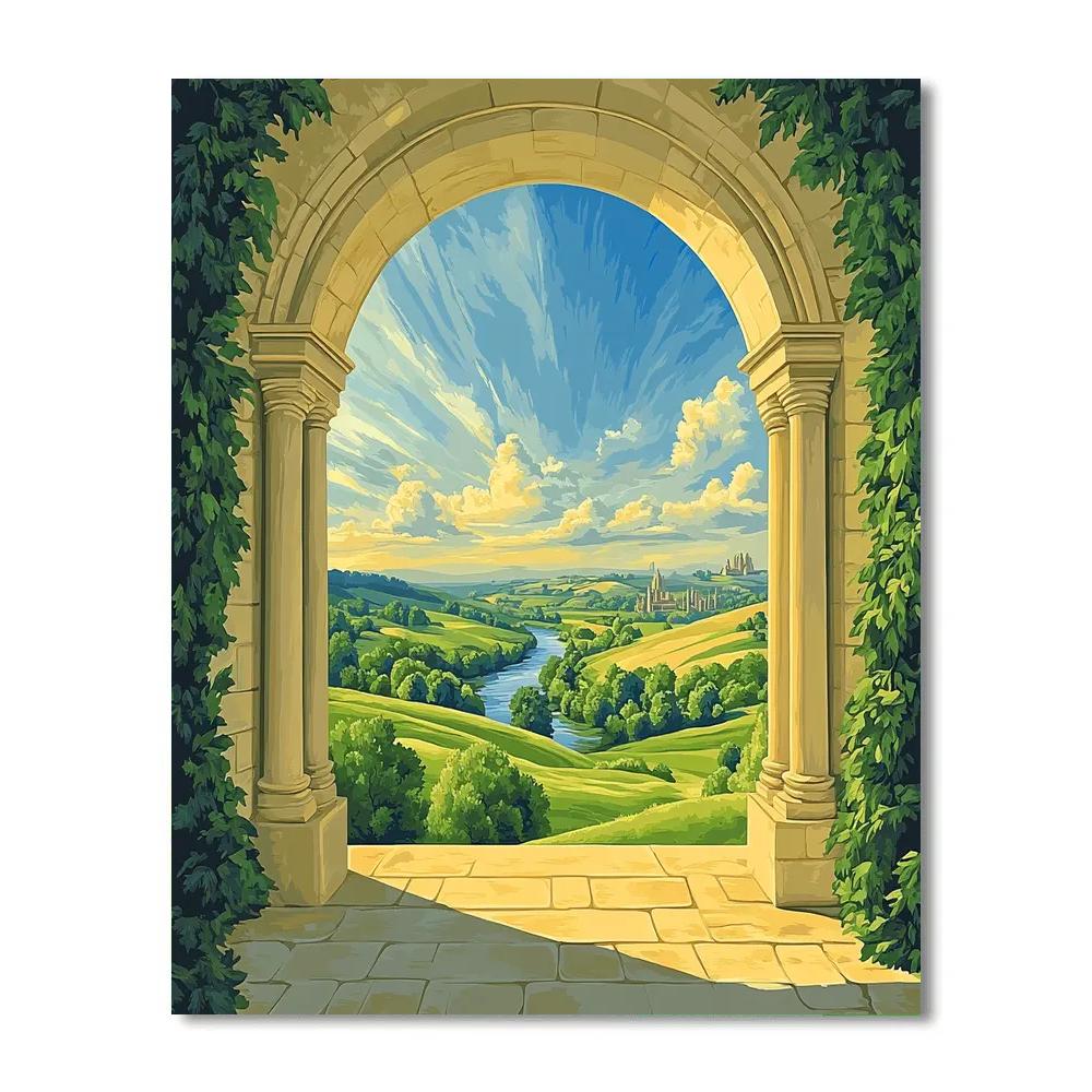 Raphael Inspired Luminous Archway Over Verdant Valley Paint by numbers kits