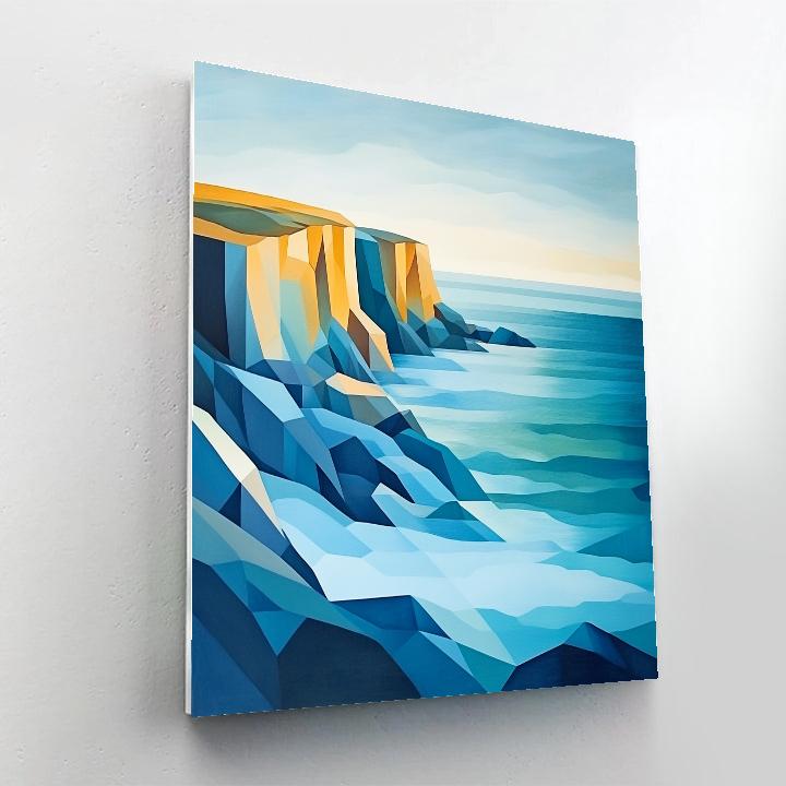 Pablo Picasso Inspired Cubist Coastal Landscape DIY paint by numbers