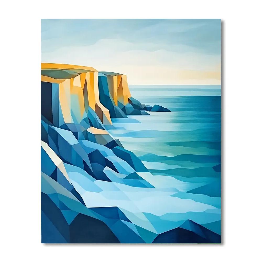 Pablo Picasso Inspired Cubist Coastal Landscape DIY paint by numbers