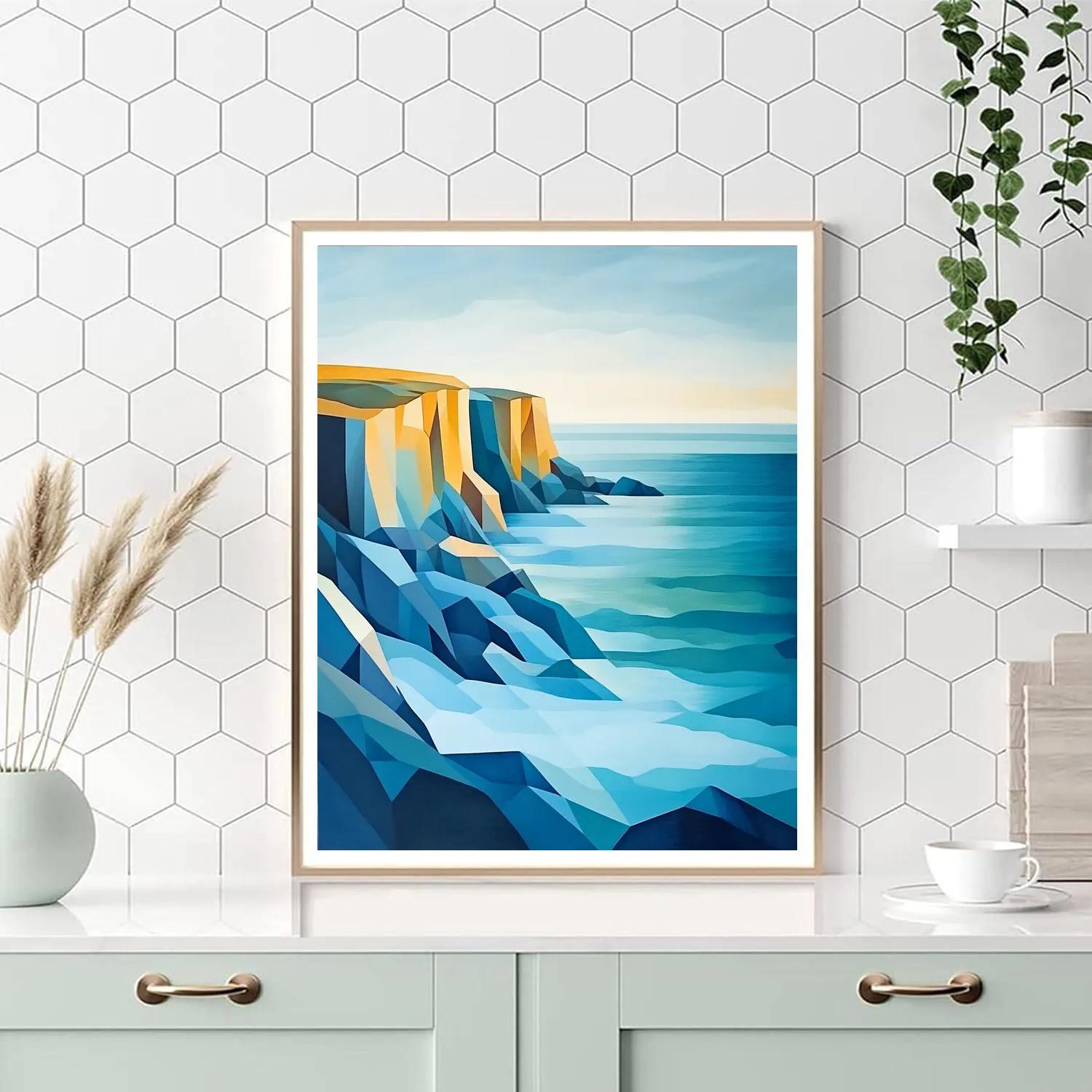 Pablo Picasso Inspired Cubist Coastal Landscape DIY paint by numbers