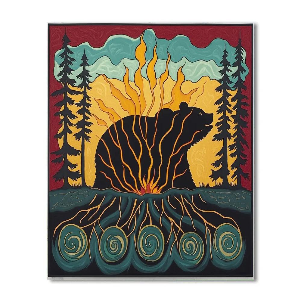 Norval Morrisseau Inspired Bear Of Rooted Thunder Number painting