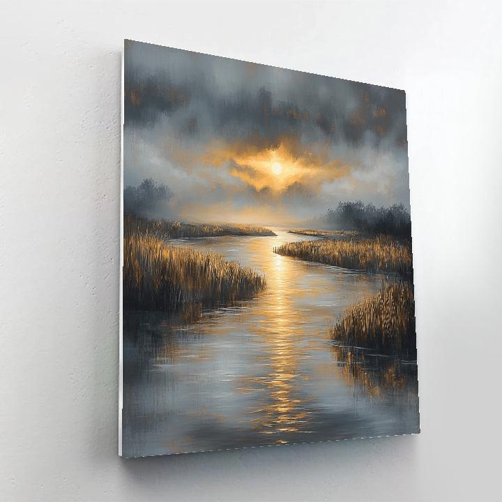 Rembrandt Inspired River Bend With Golden Shaft Of Light Numbered painting kits