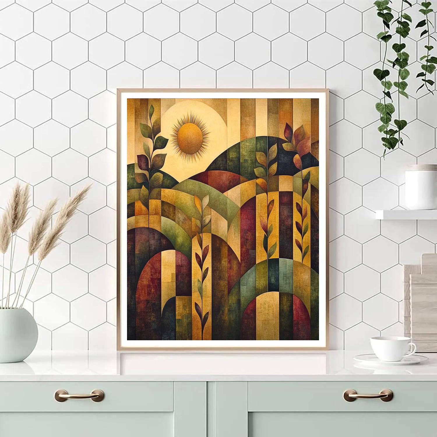 Pablo Picasso Inspired Geometric Vineyard Abstraction paint by numbers