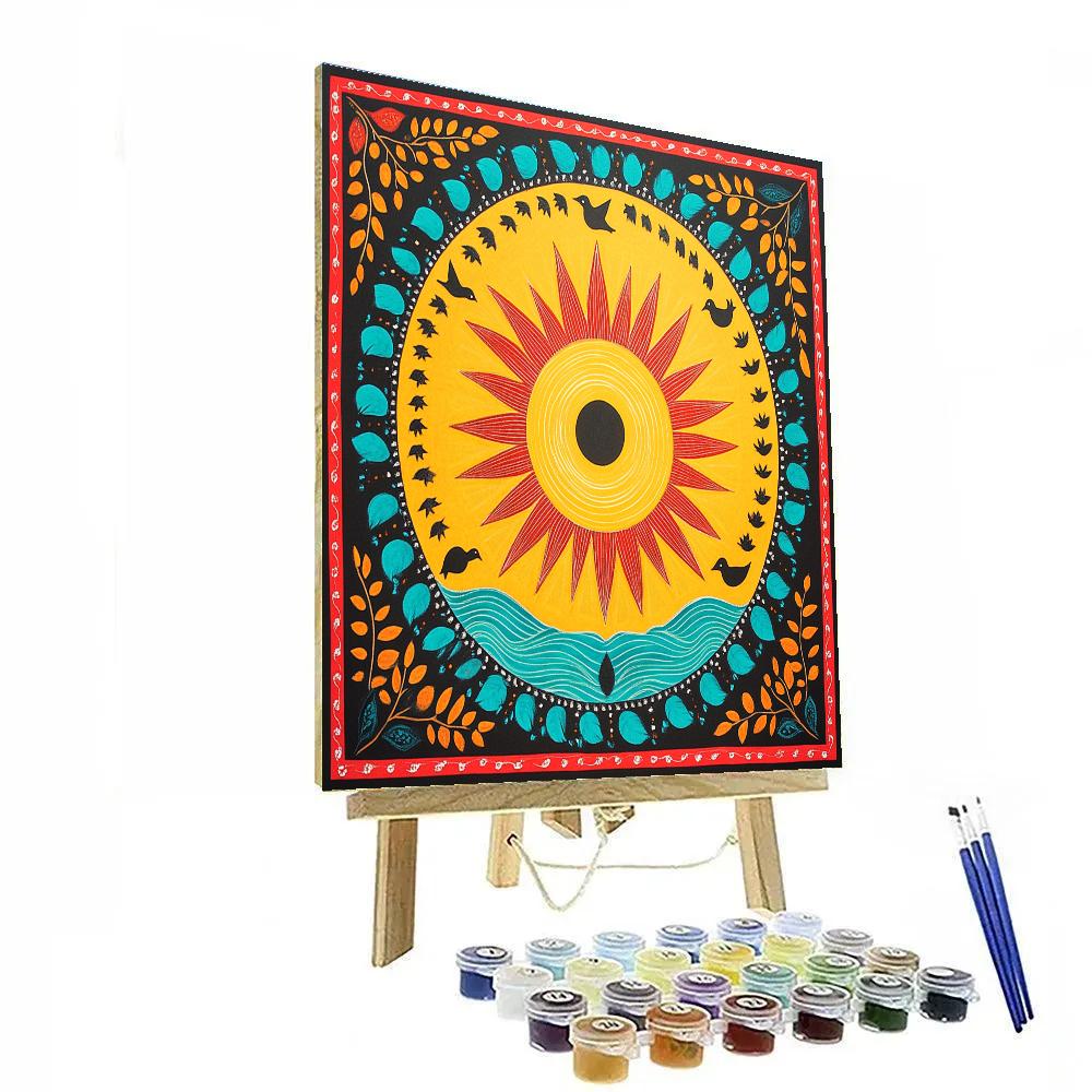 Norval Morrisseau Inspired Sun Drum Of The Woodland Sky Paint by numbers kits
