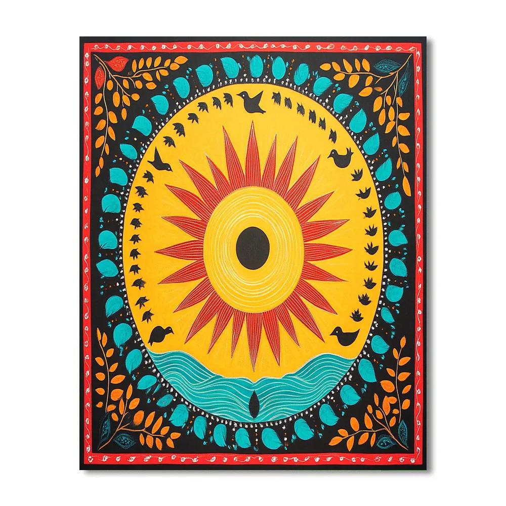 Norval Morrisseau Inspired Sun Drum Of The Woodland Sky Paint by numbers kits
