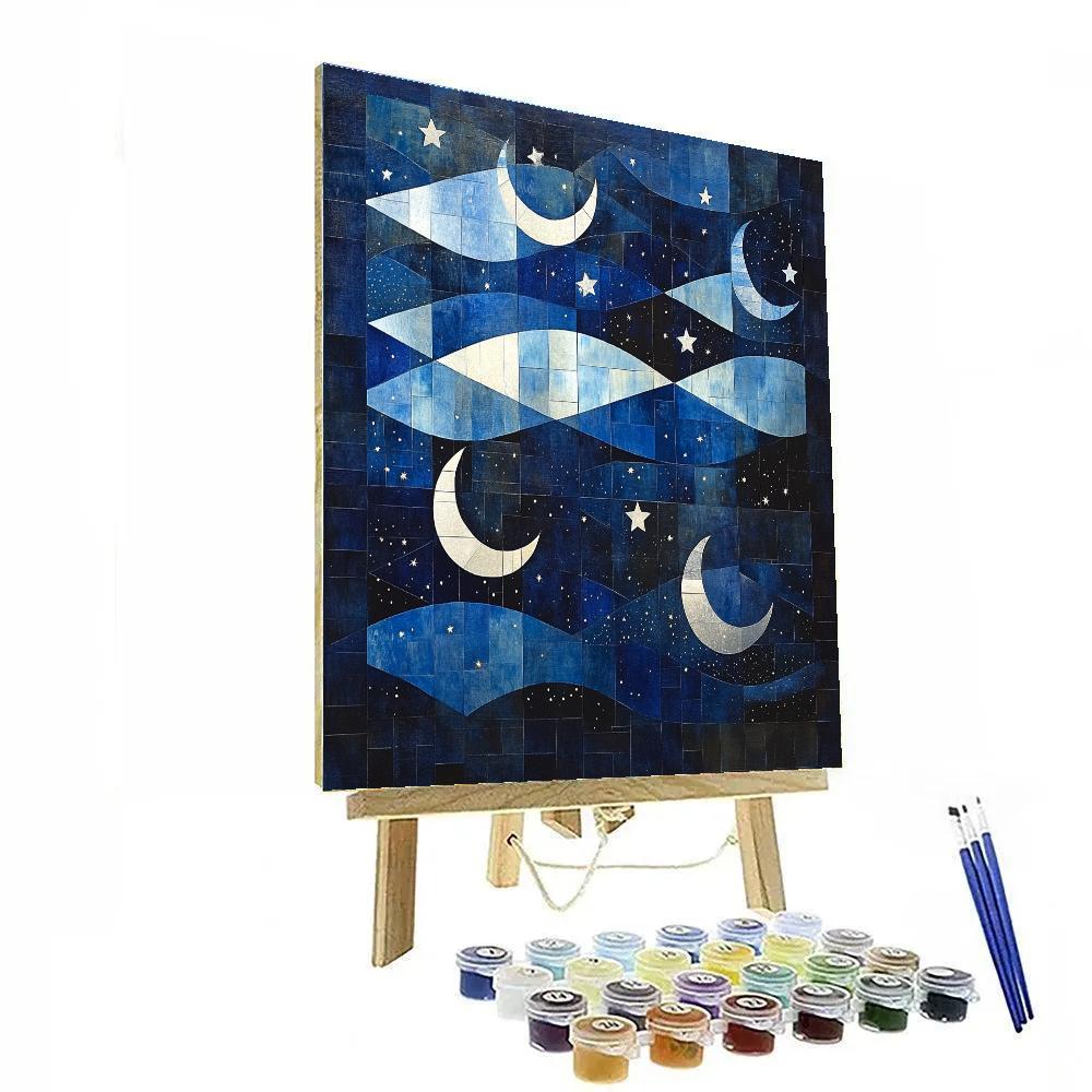 Pablo Picasso Inspired Angular Night Sky Abstraction Paint by numbers art