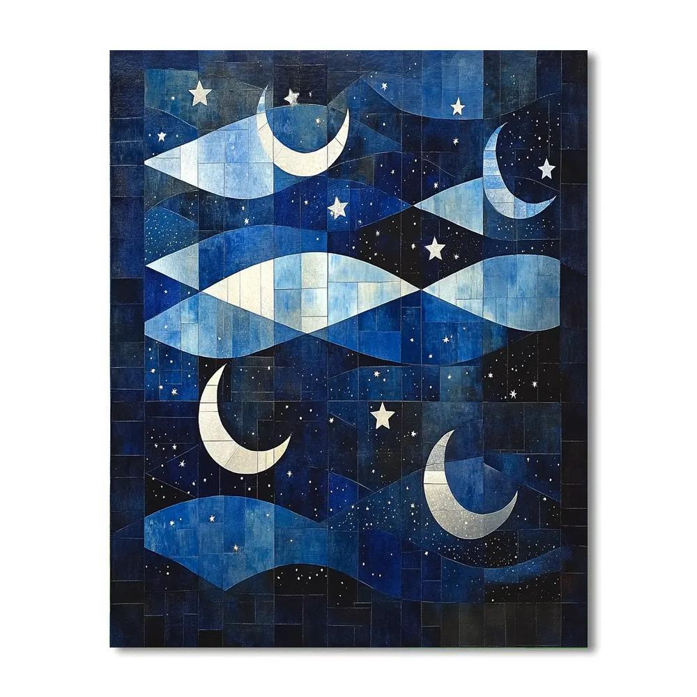 Pablo Picasso Inspired Angular Night Sky Abstraction Paint by numbers art