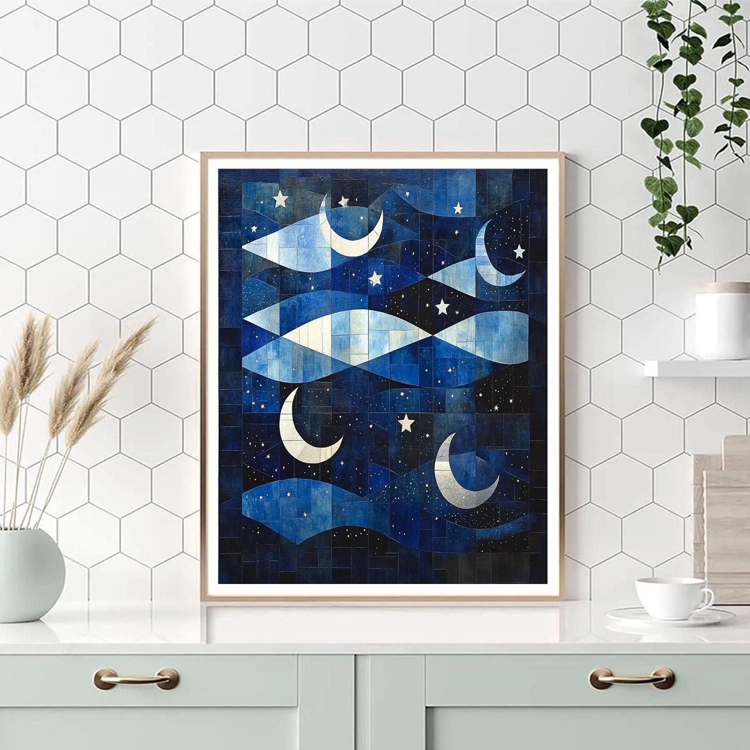 Pablo Picasso Inspired Angular Night Sky Abstraction Paint by numbers art