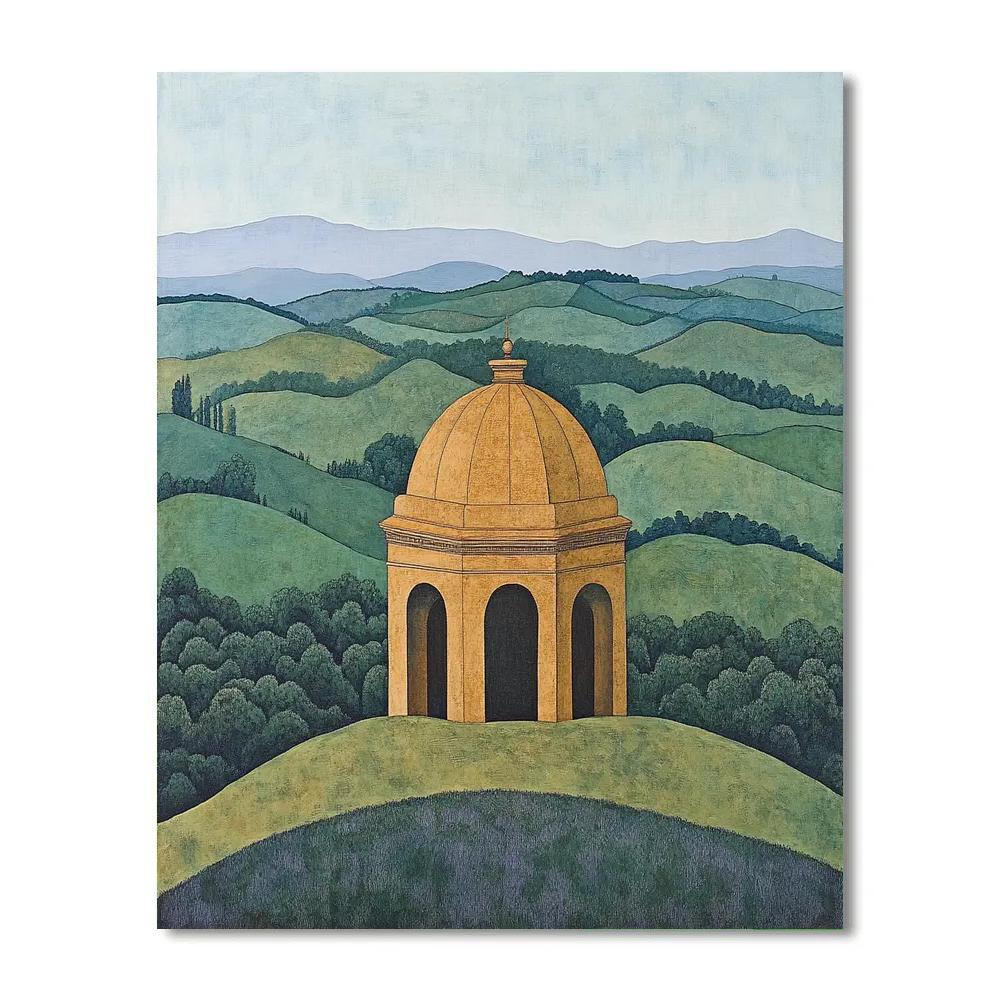 Raphael Inspired Classical Dome Among Renaissance Hills paint by color