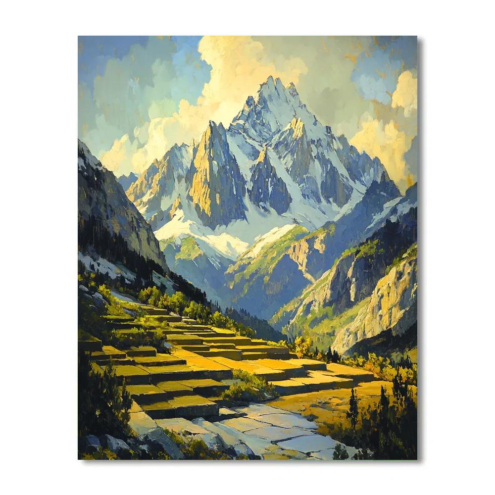 Paul Cézanne Inspired Mountain Geometry Number painting