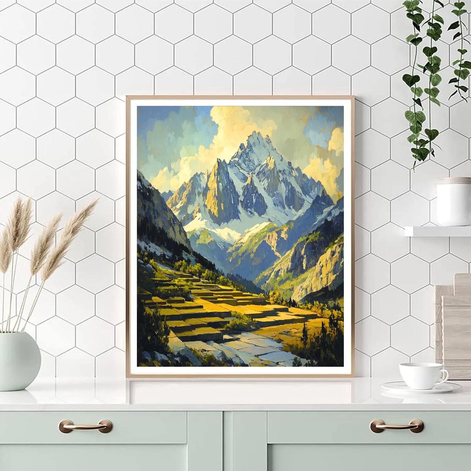 Paul Cézanne Inspired Mountain Geometry Number painting