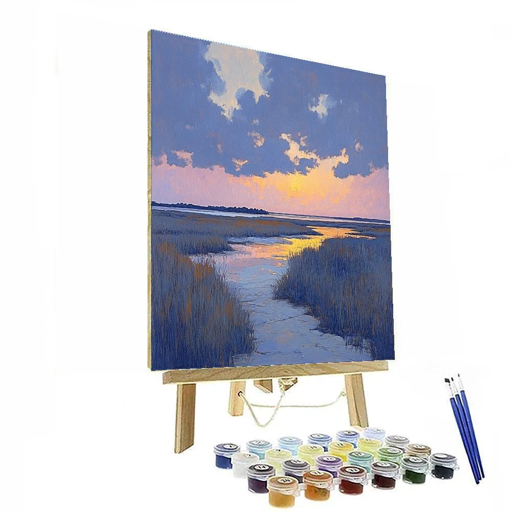 Rembrandt Inspired Twilight Cloudscape With Luminous Horizon Number painting