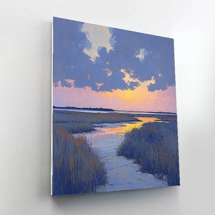 Rembrandt Inspired Twilight Cloudscape With Luminous Horizon Number painting