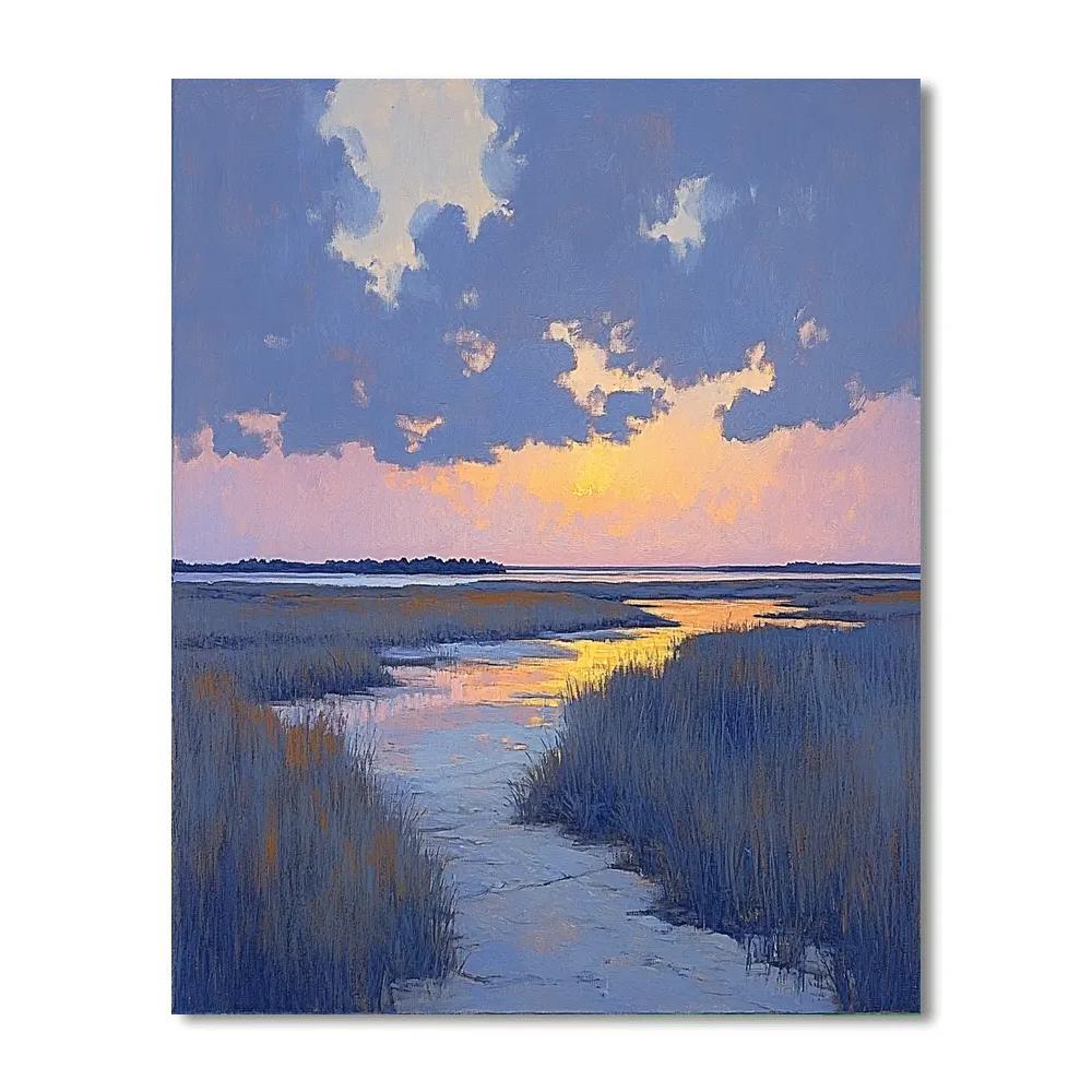 Rembrandt Inspired Twilight Cloudscape With Luminous Horizon Number painting