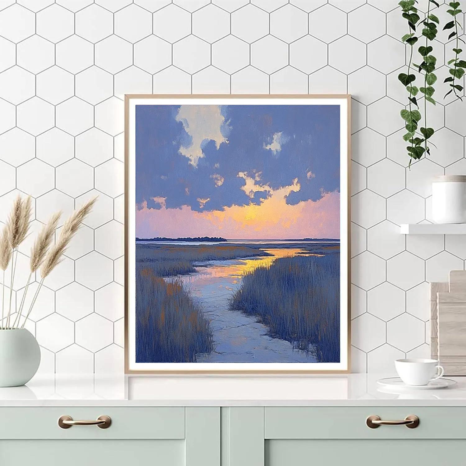 Rembrandt Inspired Twilight Cloudscape With Luminous Horizon Number painting