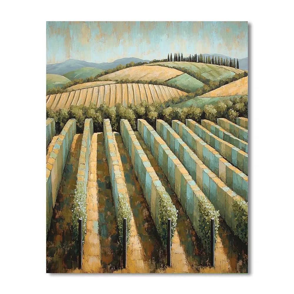 Paul Cézanne Inspired Patterned Vineyard Fields Paint by numbers art