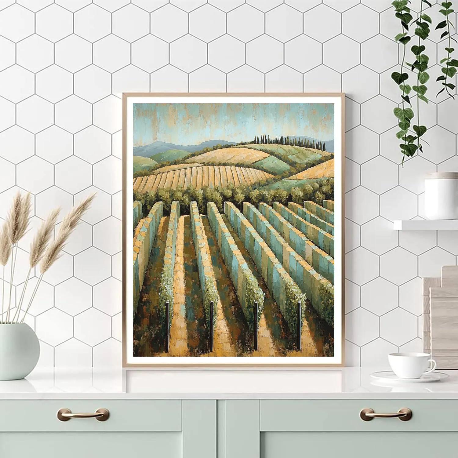 Paul Cézanne Inspired Patterned Vineyard Fields Paint by numbers art
