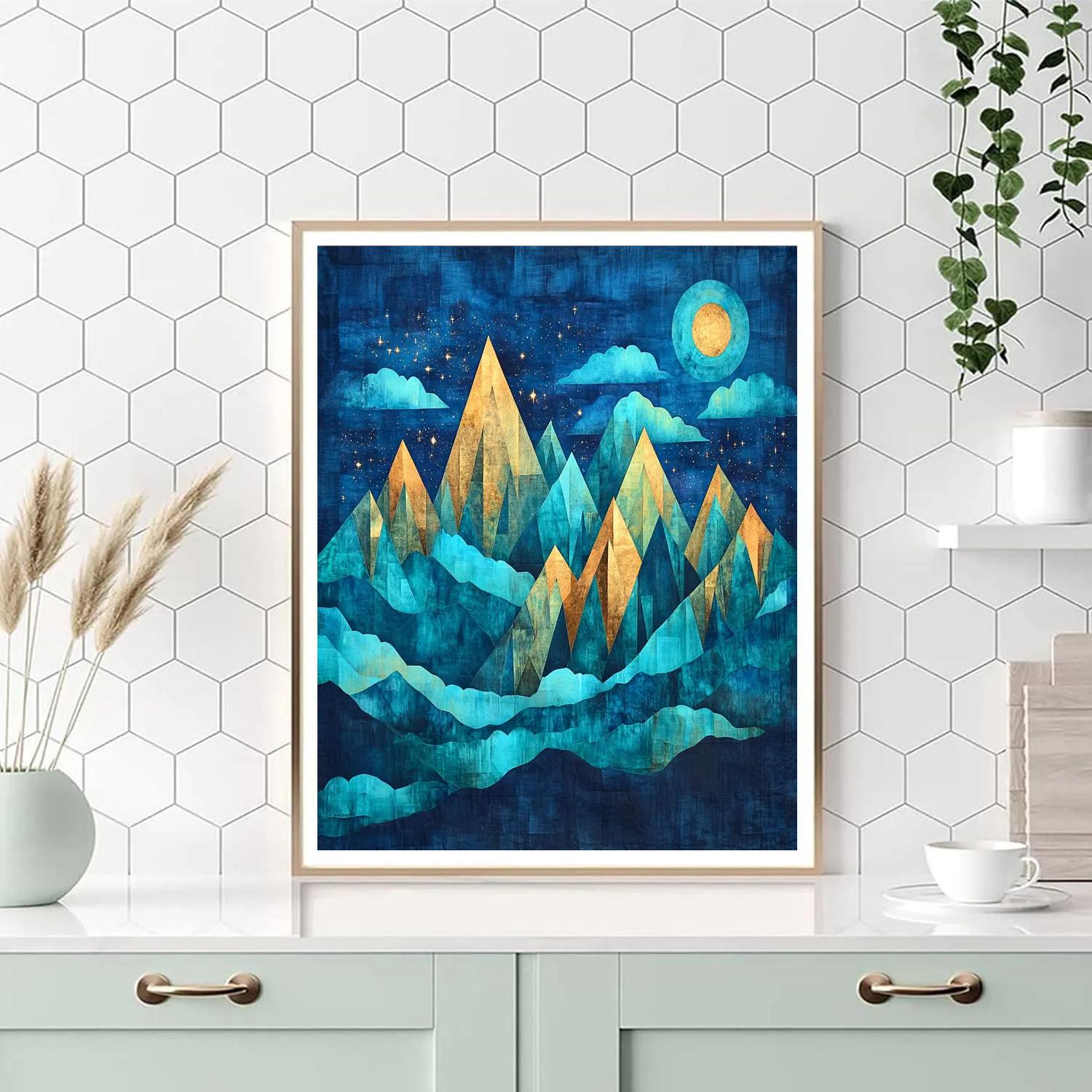 Paul Cézanne Inspired Cosmic Mountain Landscape paint by color