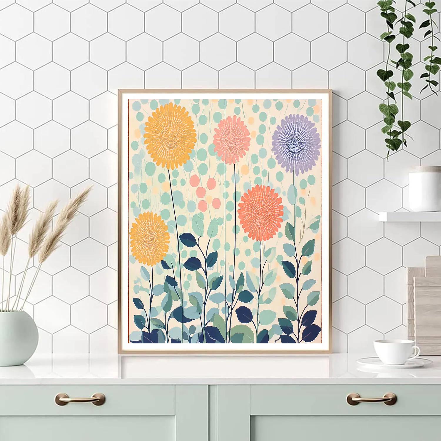Georges Seurat Inspired Geometric Garden paint by number