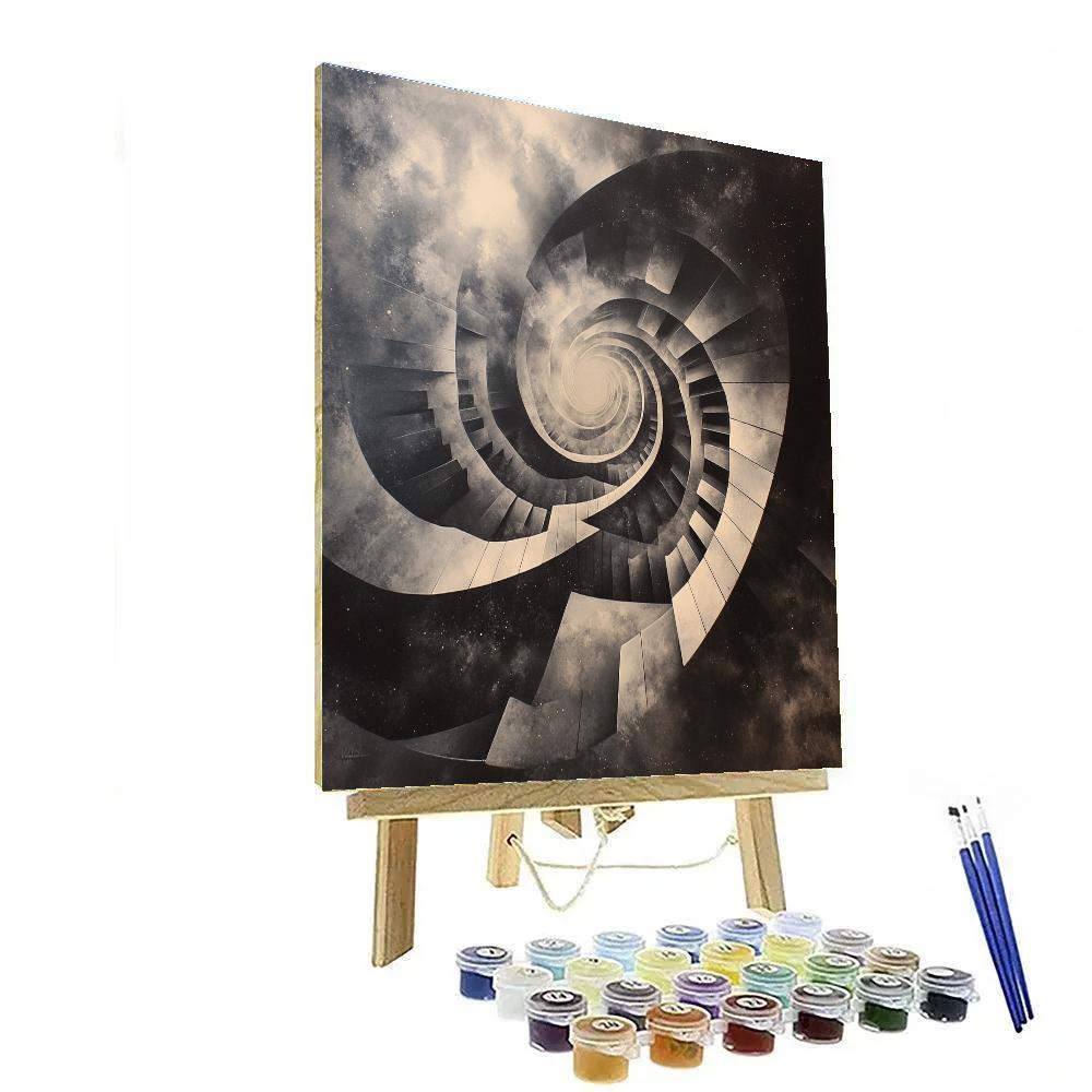 M.C. Escher Inspired Infinite Staircase Nebula Numbered painting kits