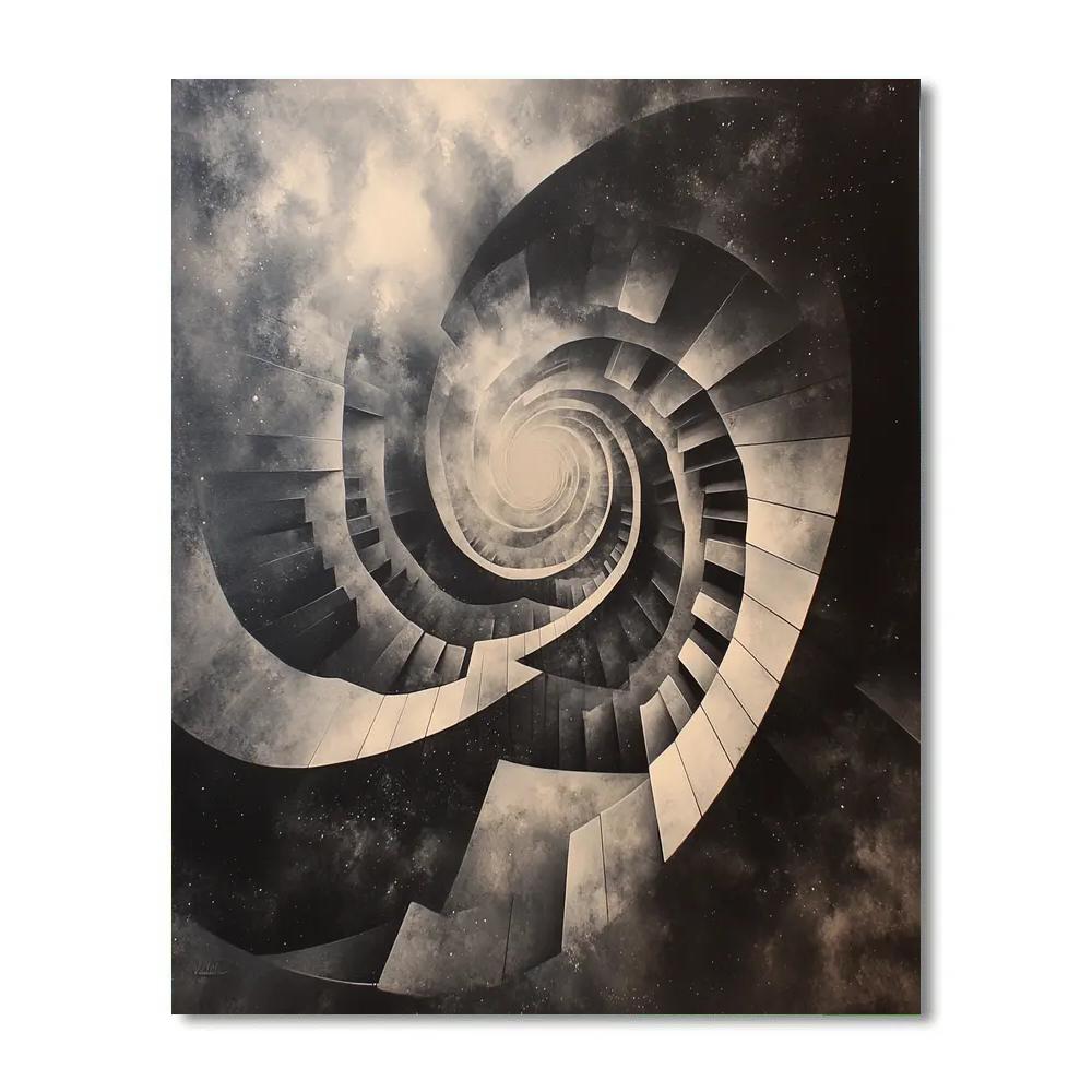 M.C. Escher Inspired Infinite Staircase Nebula Numbered painting kits