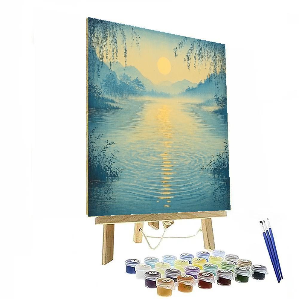 Hiroshige Inspired Moonlit River Numbered painting kits