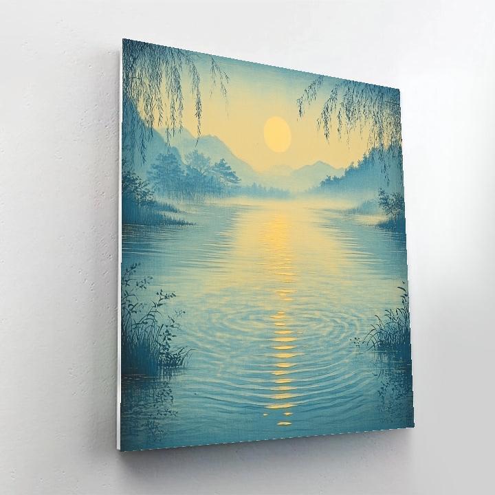Hiroshige Inspired Moonlit River Numbered painting kits