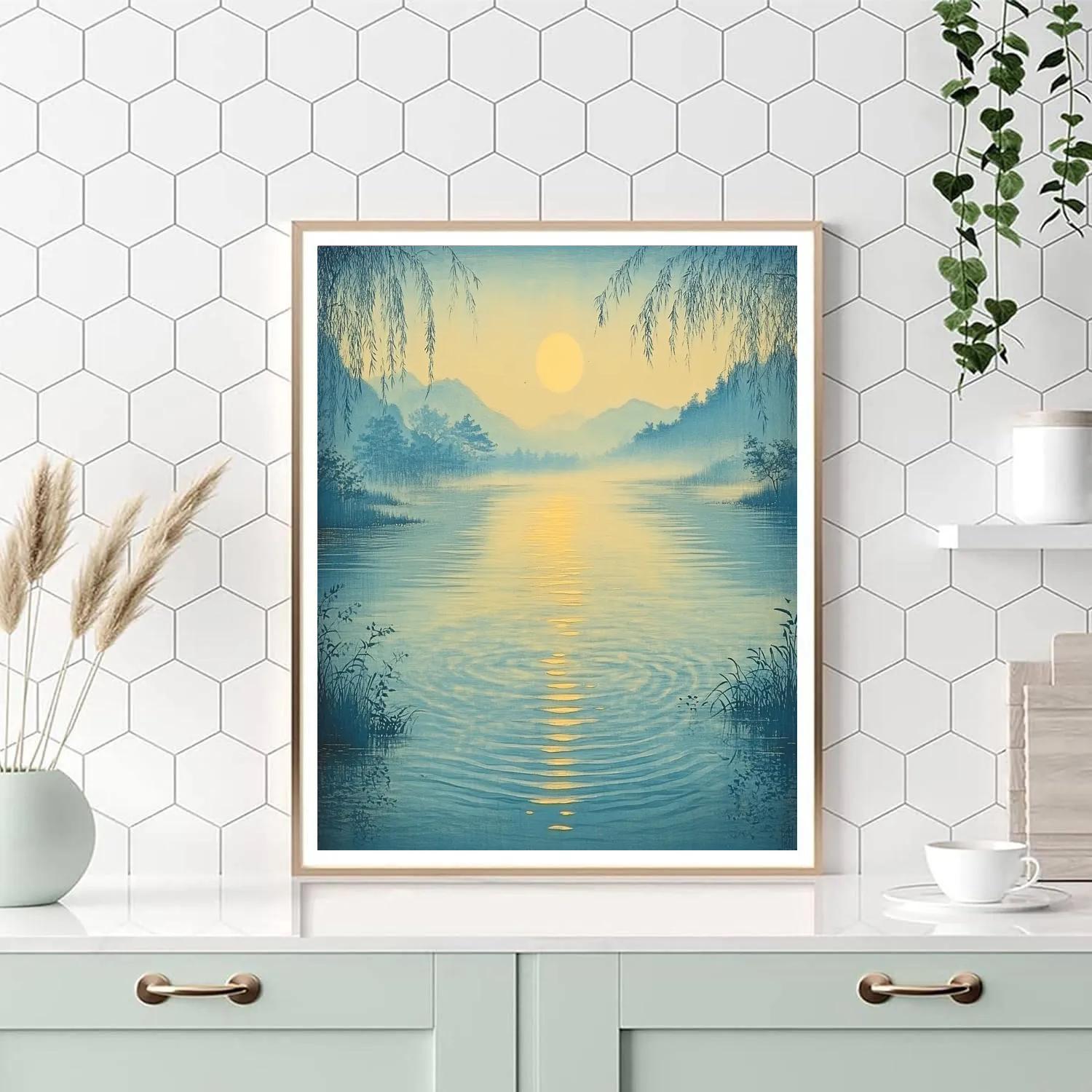 Hiroshige Inspired Moonlit River Numbered painting kits