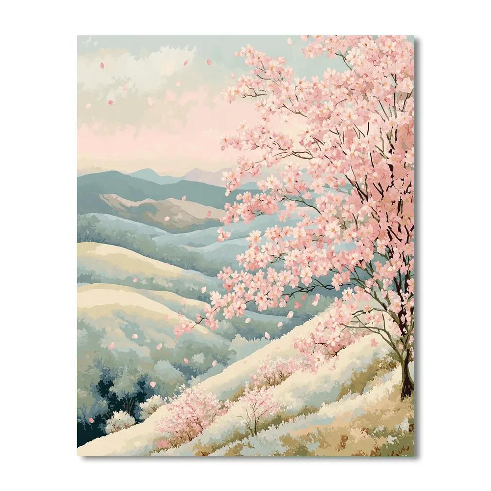 Hiroshige Inspired Cherry Blossom Breeze Paint by numbers kits